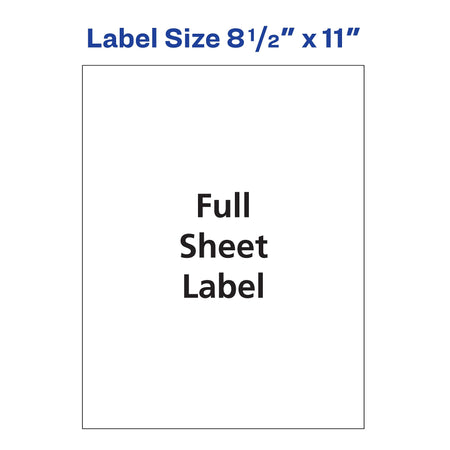 Avery Copier Shipping Labels, 8-1/2" x 11", White, 1 Label/Sheet, 100 Sheets/Box