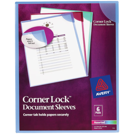 Avery Corner Lock Smooth Presentation Folder with Fasteners, Assorted, 6/Pack