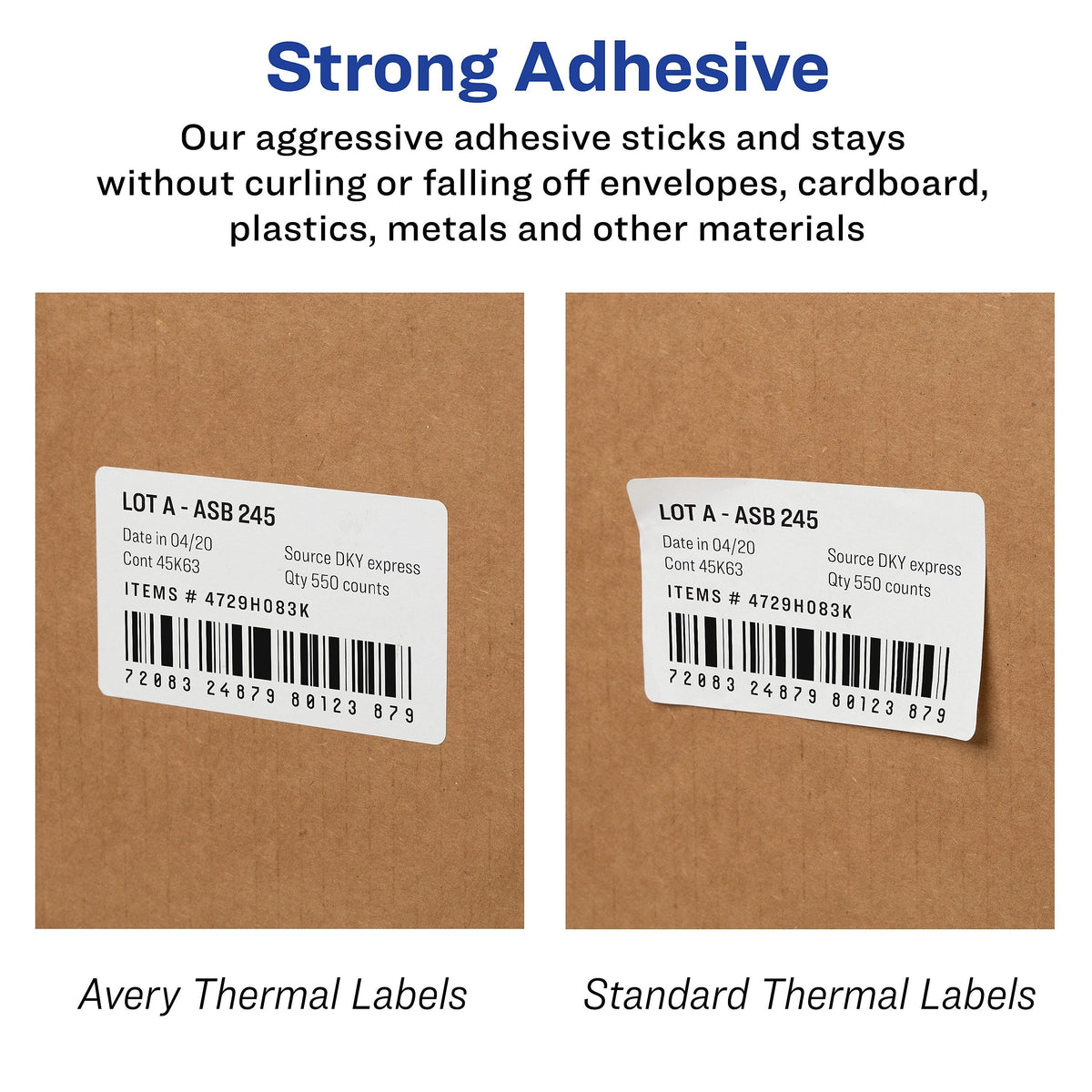 Avery Direct Thermal Roll Address Labels, 1-1/8" x 3-1/2", White, 130 Labels/Roll, 2 Rolls/Box