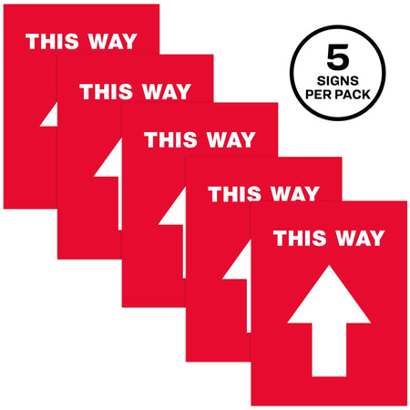 Avery Directional "This Way" Preprinted Floor Decals, 8" x 10.5", Red/White, 5/Pack