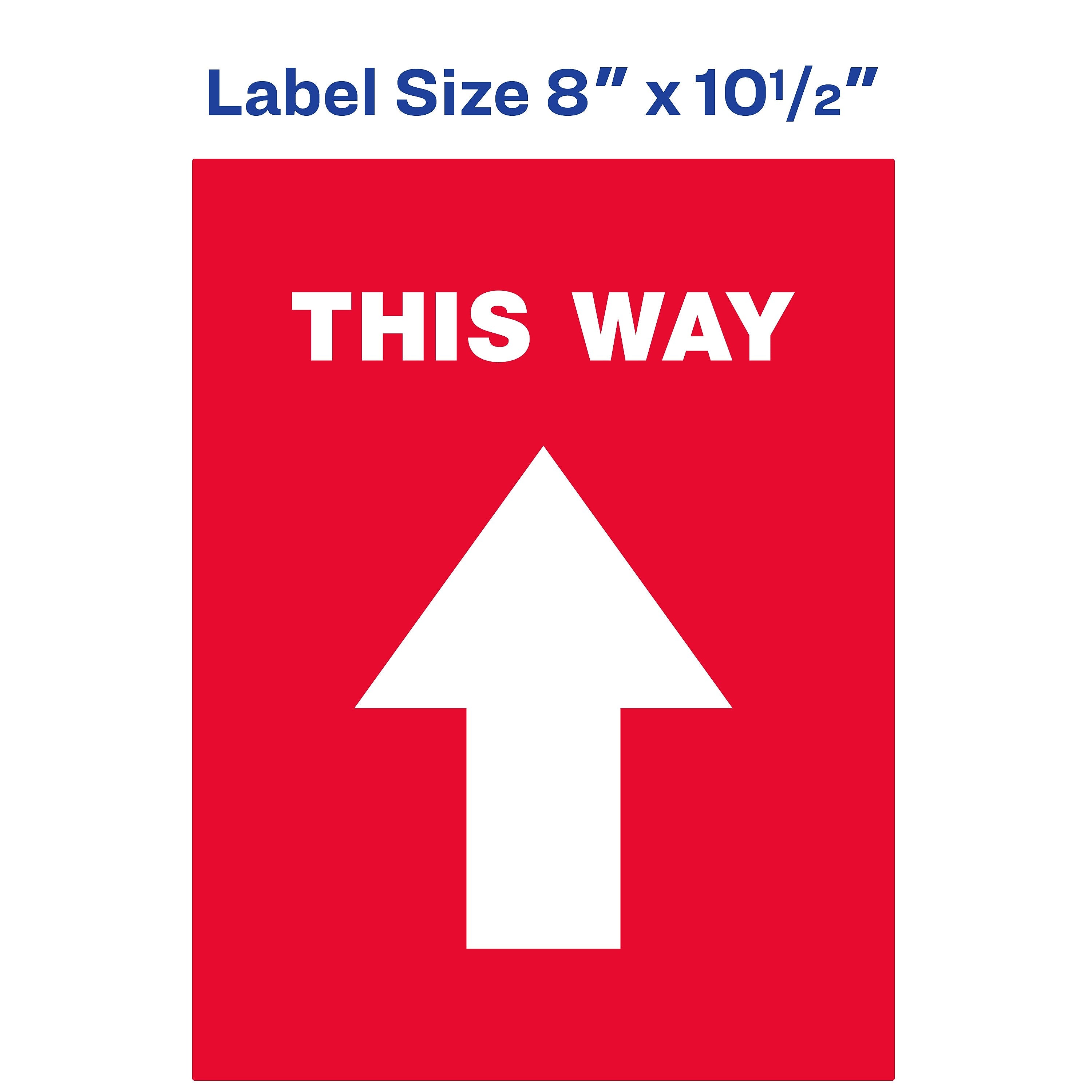 Avery Directional "This Way" Preprinted Floor Decals, 8" x 10.5", Red/White, 5/Pack