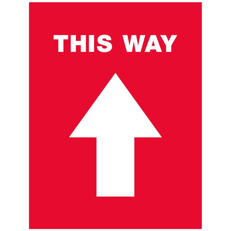 Avery Directional "This Way" Preprinted Floor Decals, 8" x 10.5", Red/White, 5/Pack