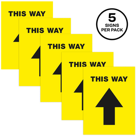 Avery Directional "This Way" Preprinted Floor Decals, 8" x 10.5", Yellow/Black, 5/Pack