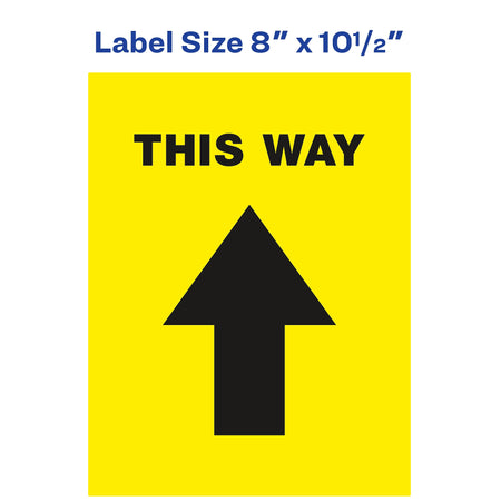 Avery Directional "This Way" Preprinted Floor Decals, 8" x 10.5", Yellow/Black, 5/Pack