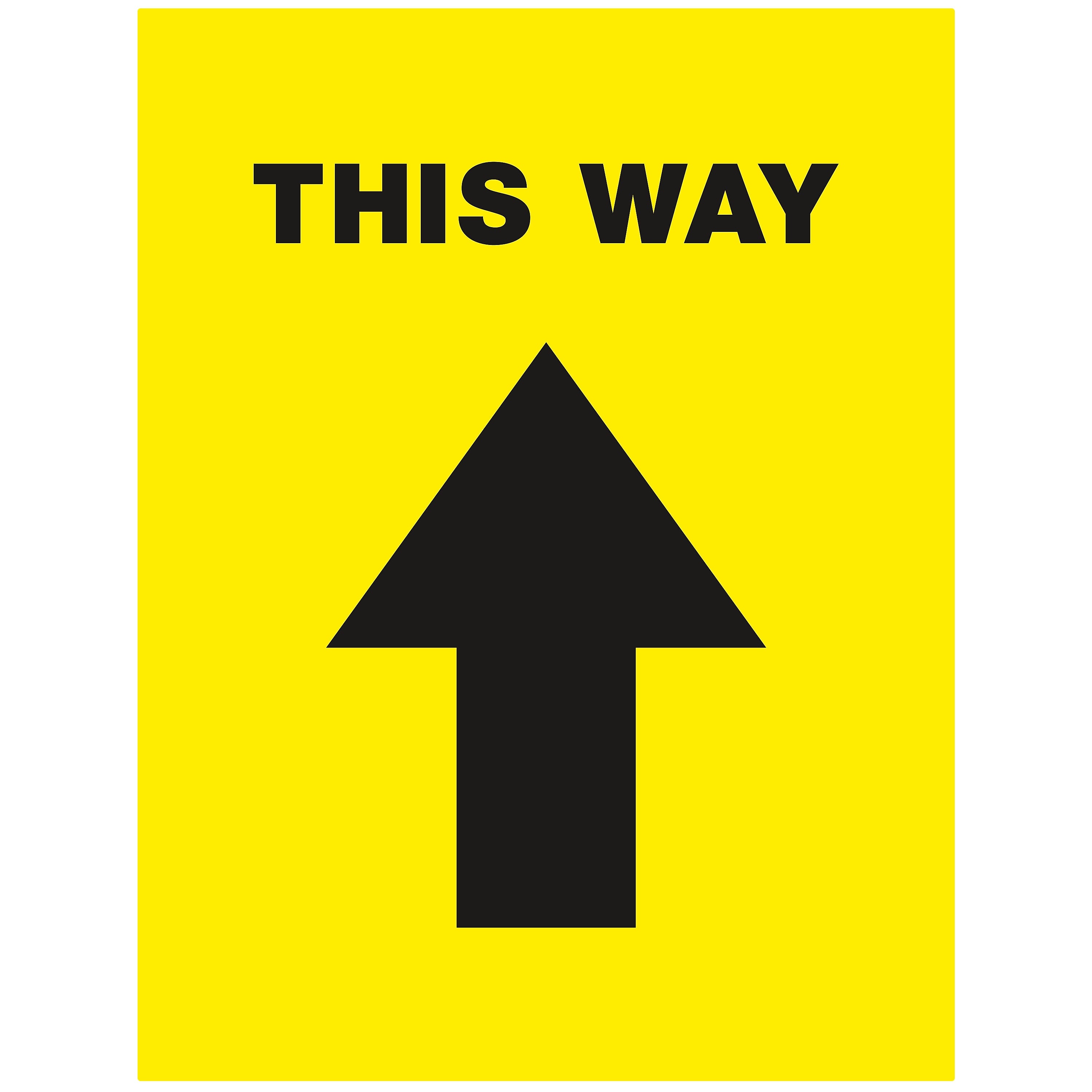 Avery Directional "This Way" Preprinted Floor Decals, 8" x 10.5", Yellow/Black, 5/Pack