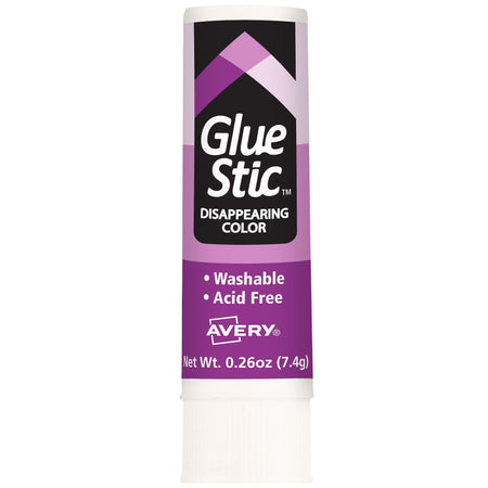 Avery Disappearing Glue Sticks, 0.26 oz., Purple, 6/Pack