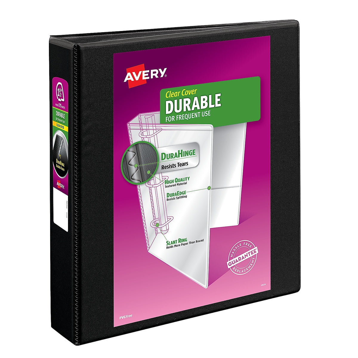 Avery Durable 1 1/2" 3-Ring View Binders, EZD Ring, Black