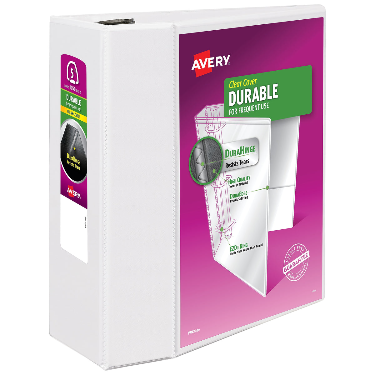 Avery Durable 5" 3-Ring View Binders, EZD Ring, White