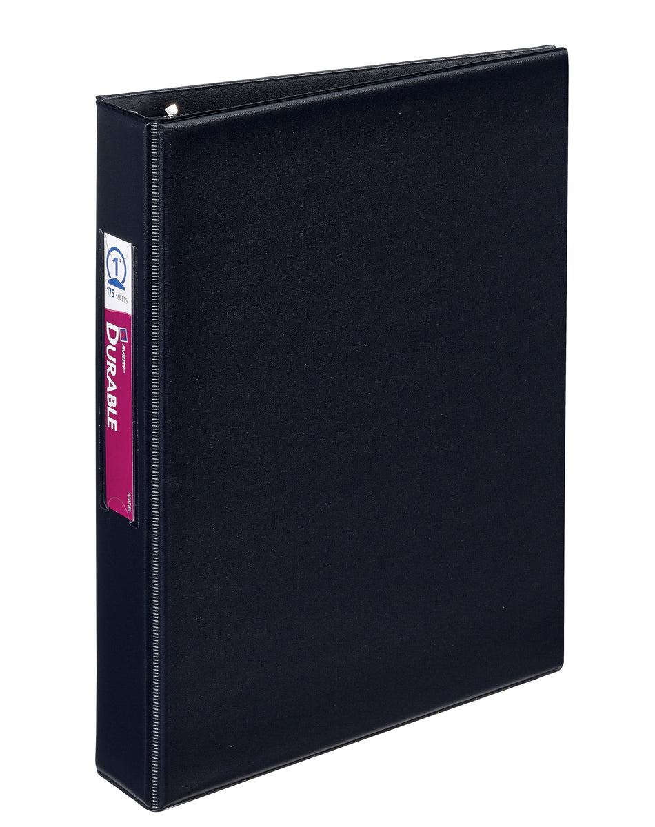 Avery Durable Mini 1" 3-Ring Non-View Binders for 5 1/2" x 8 1/2" paper, Round Ring, Black