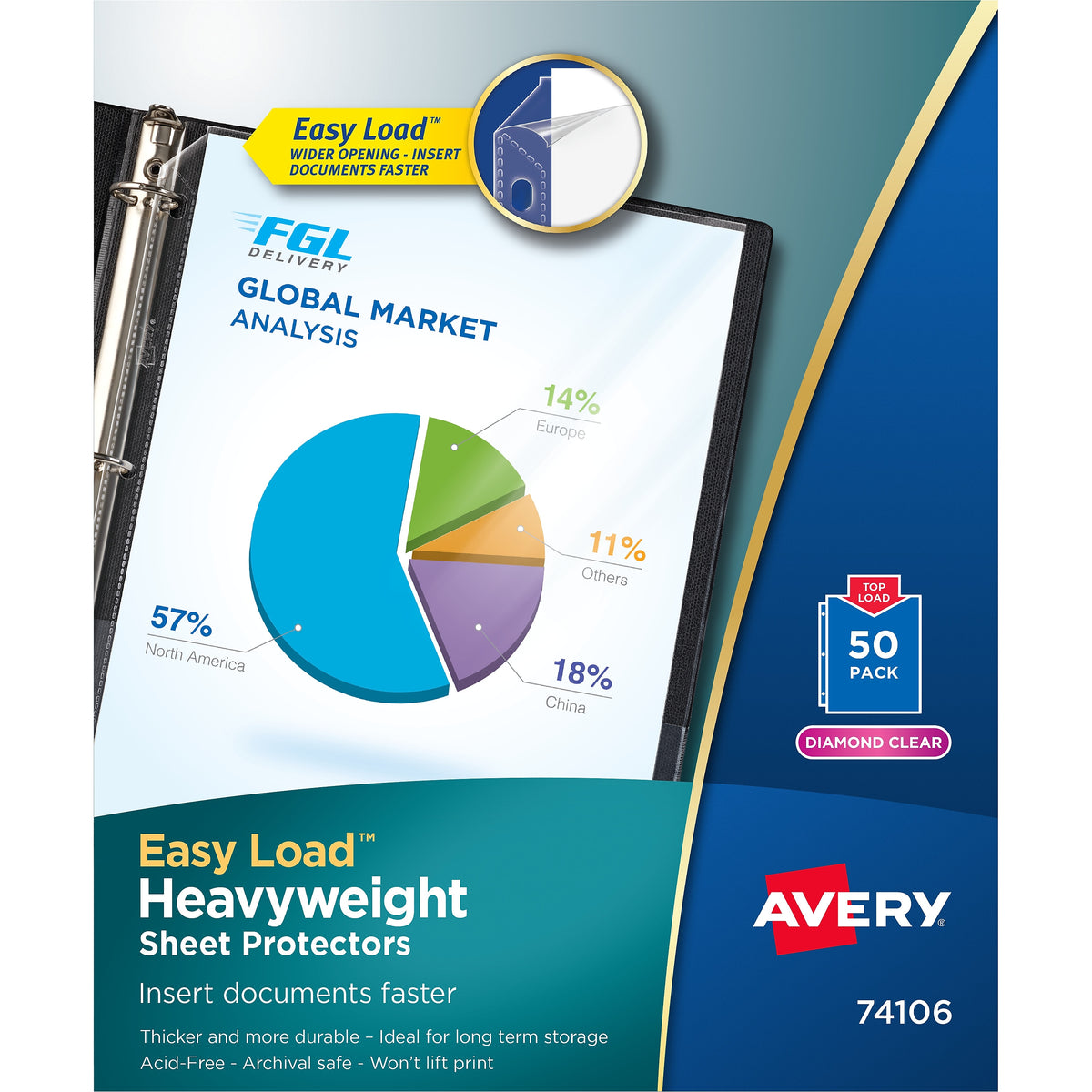 Avery Easy Load Heavyweight Sheet Protectors, 8-1/2" x 11", Diamond Clear, 50/Box