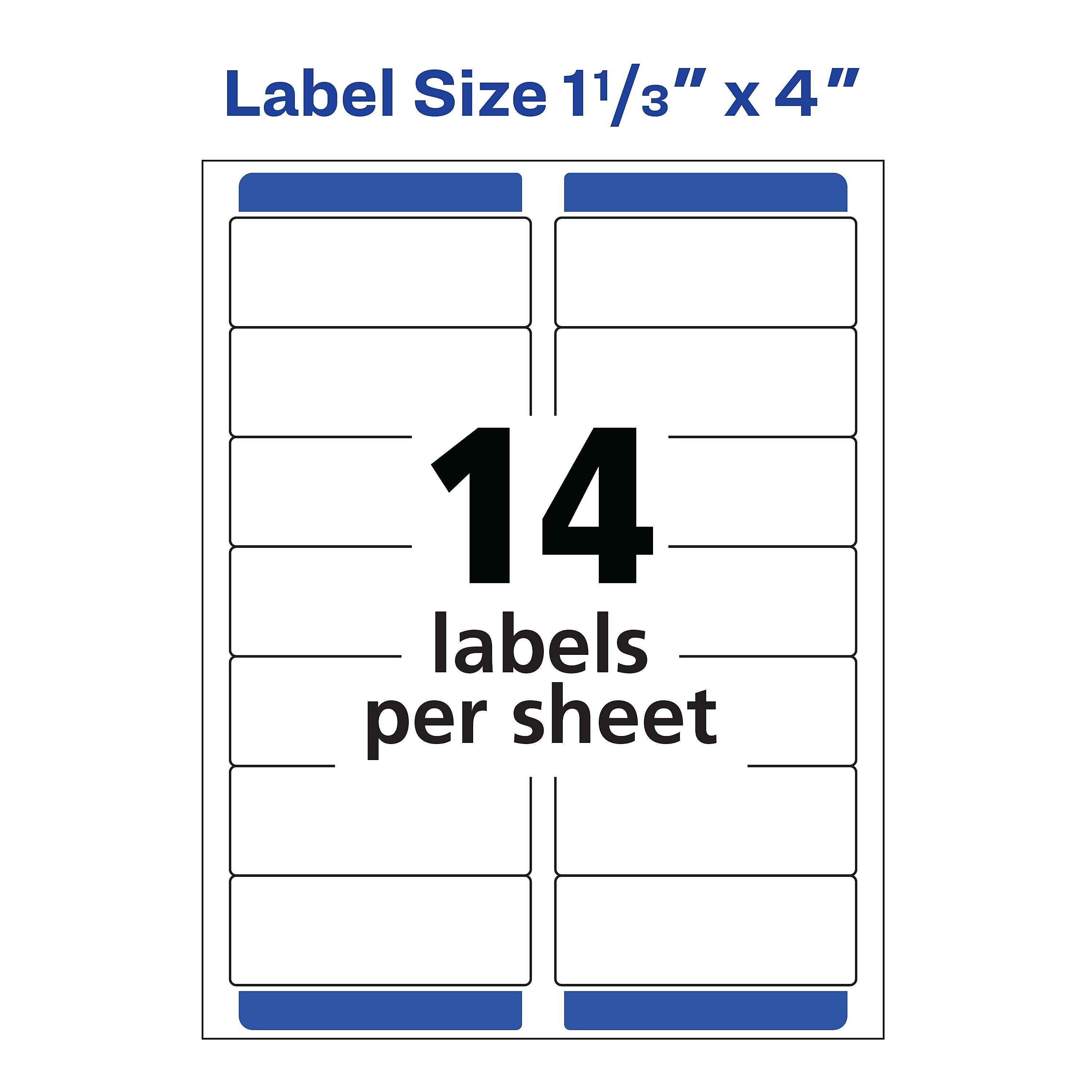 Avery Easy Peel Inkjet Address Labels, 1-1/3" x 4", Clear, 14 Labels/Sheet, 10 Sheets/Pack