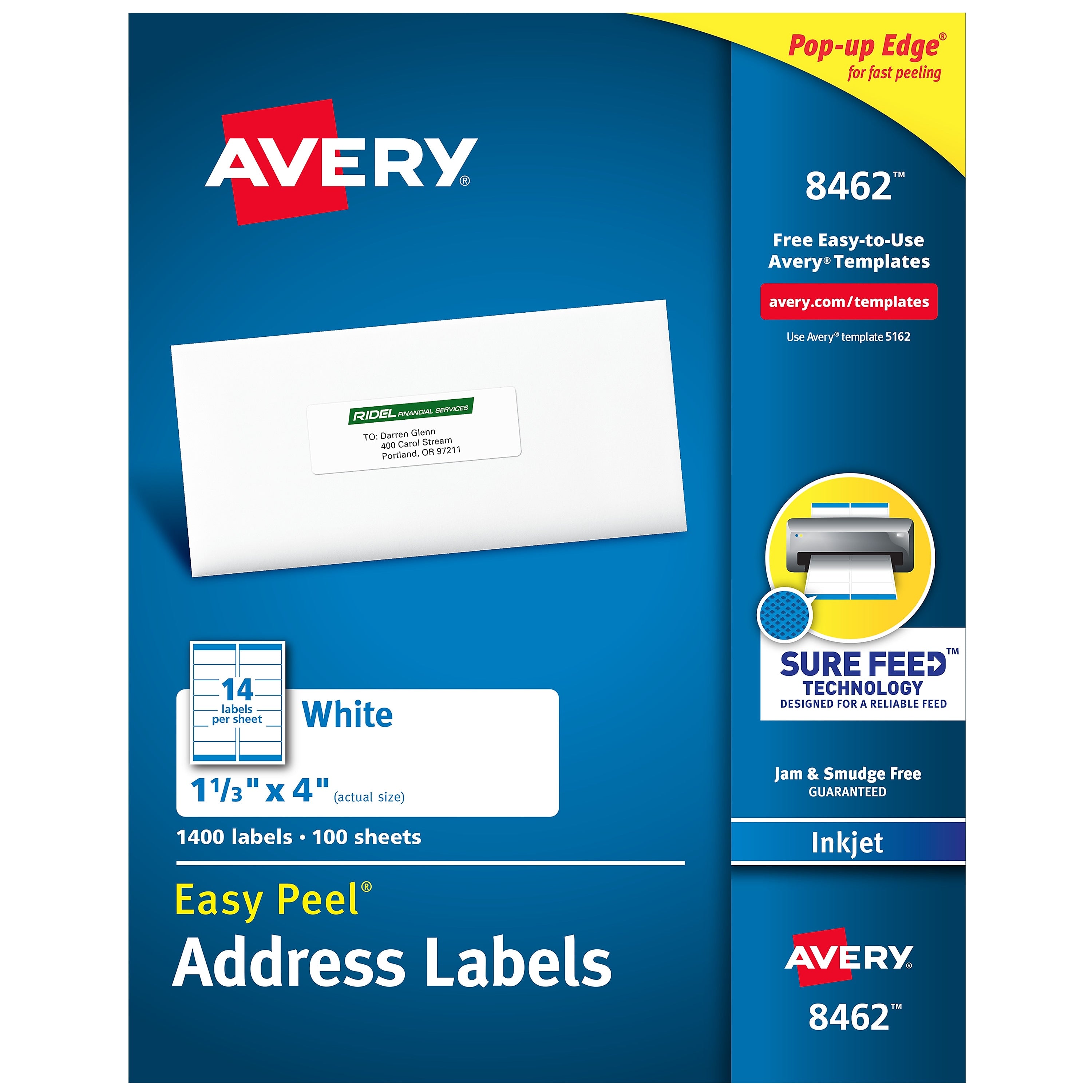 Avery Easy Peel Inkjet Address Labels, 1-1/3