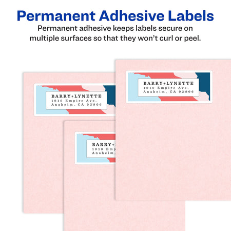 Avery Easy Peel Inkjet Address Labels, 1-1/3" x 4", White, 14 Labels/Sheet, 100 Sheets/Box