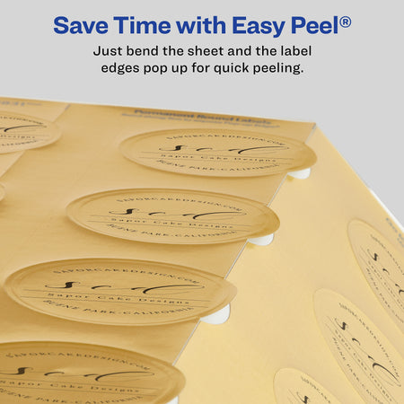 Avery Easy Peel Inkjet Embossed Foil Round Labels, 2" Diameter, Gold, 12 Labels/Sheet, 8 Sheets/Pack, 96 Labels/Pack