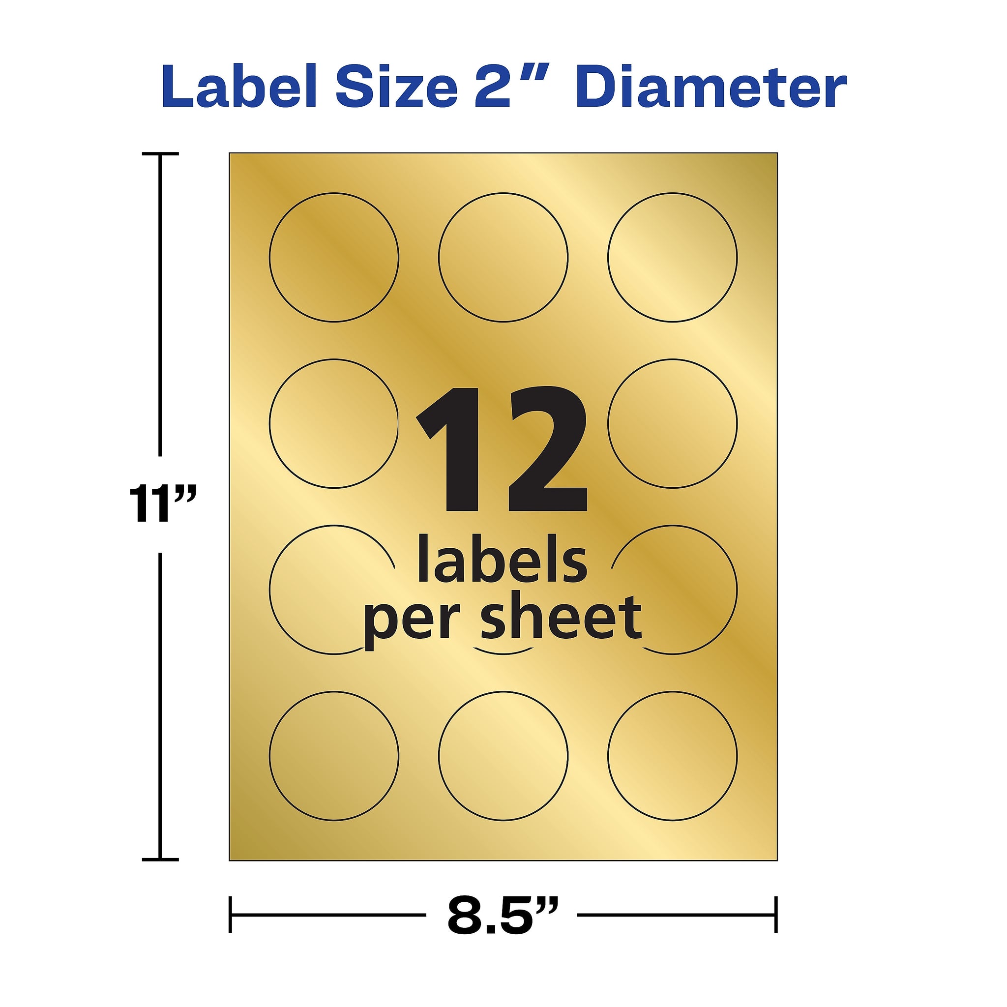 Avery Easy Peel Inkjet Embossed Foil Round Labels, 2