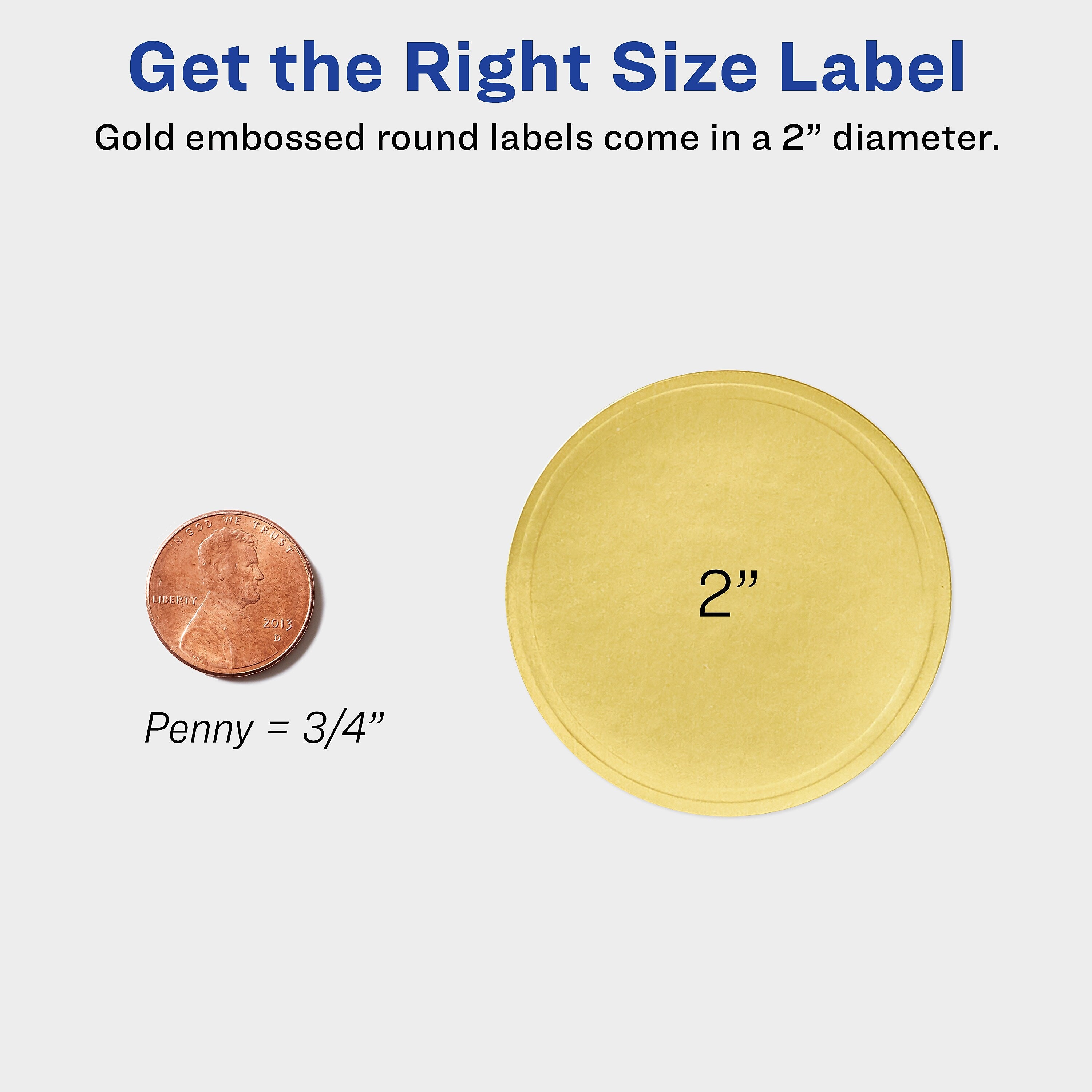 Avery Easy Peel Inkjet Embossed Foil Round Labels, 2