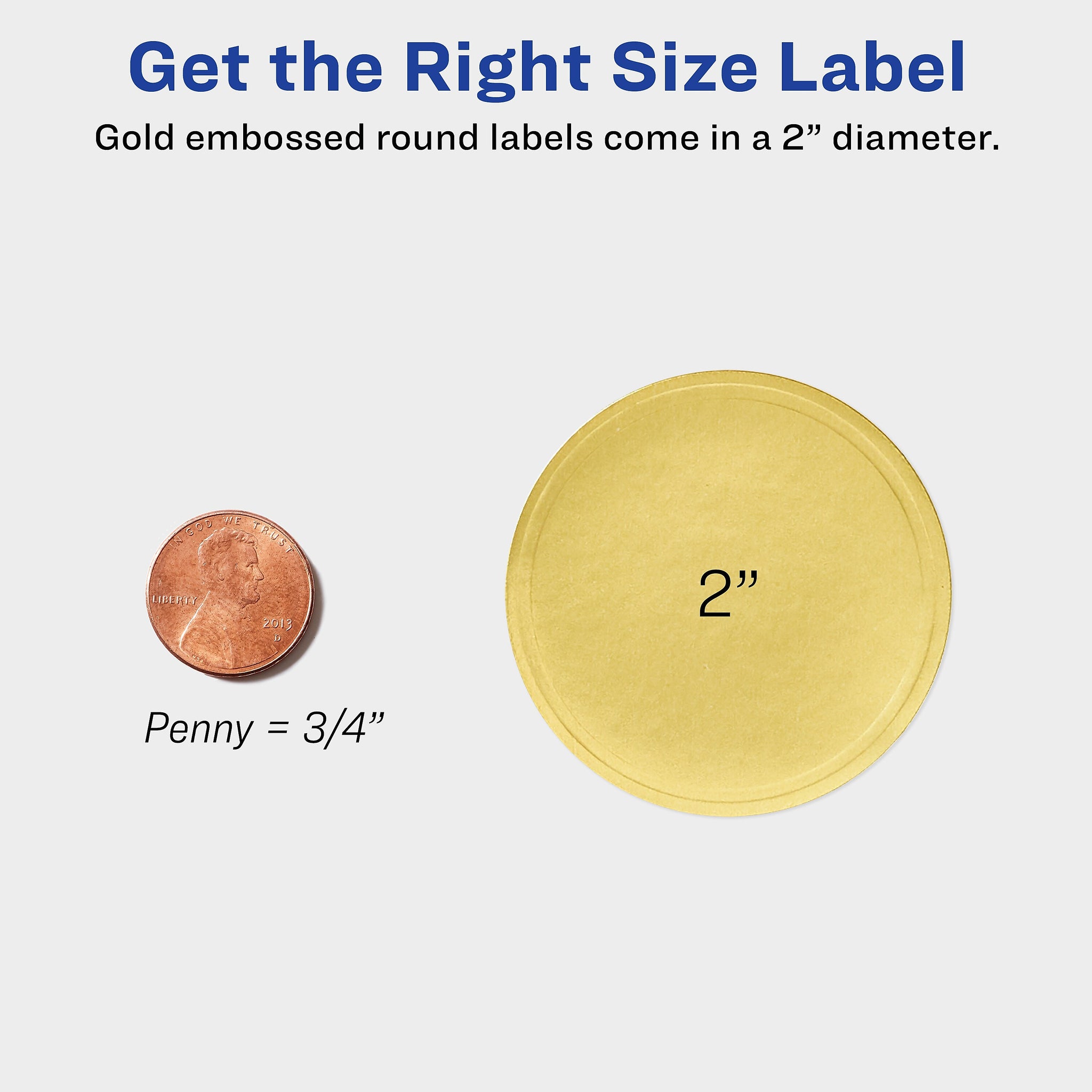 Avery Easy Peel Inkjet Embossed Foil Round Labels, 2