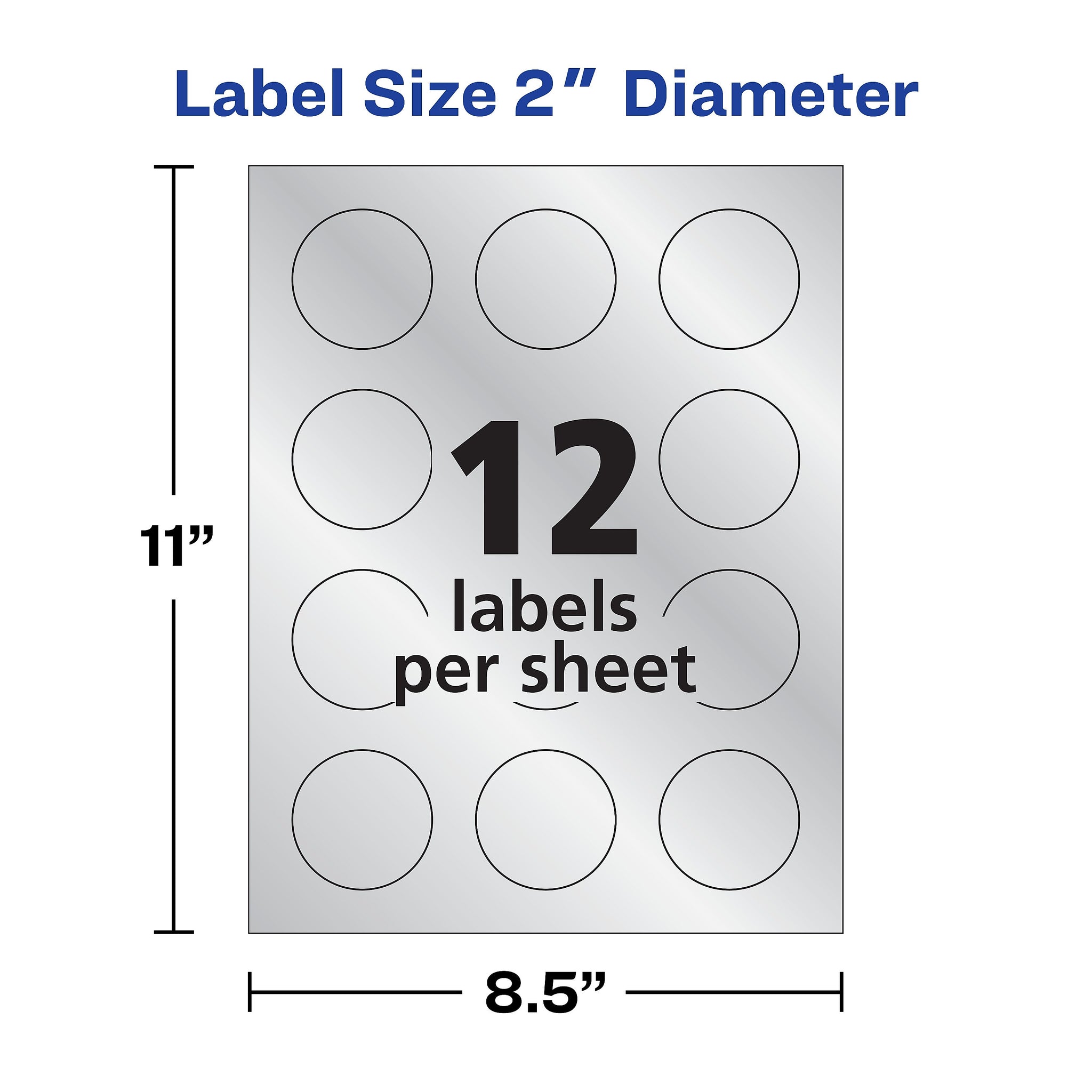 Avery Easy Peel Inkjet Embossed Foil Round Labels, 2