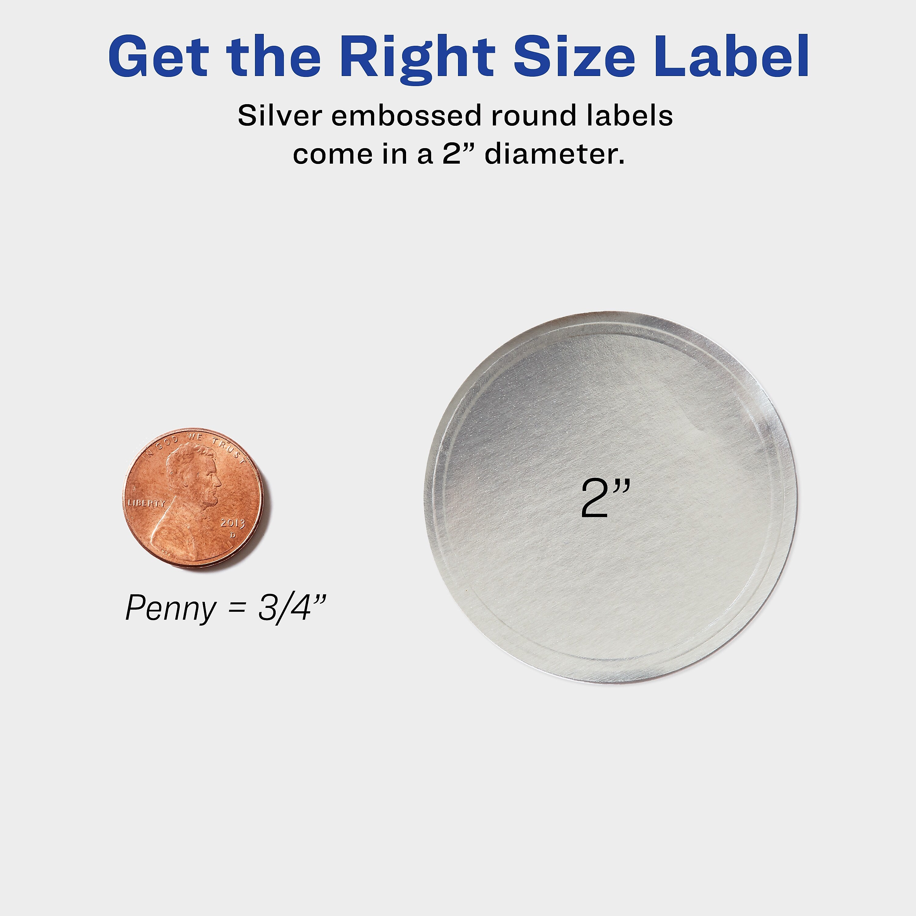 Avery Easy Peel Inkjet Embossed Foil Round Labels, 2