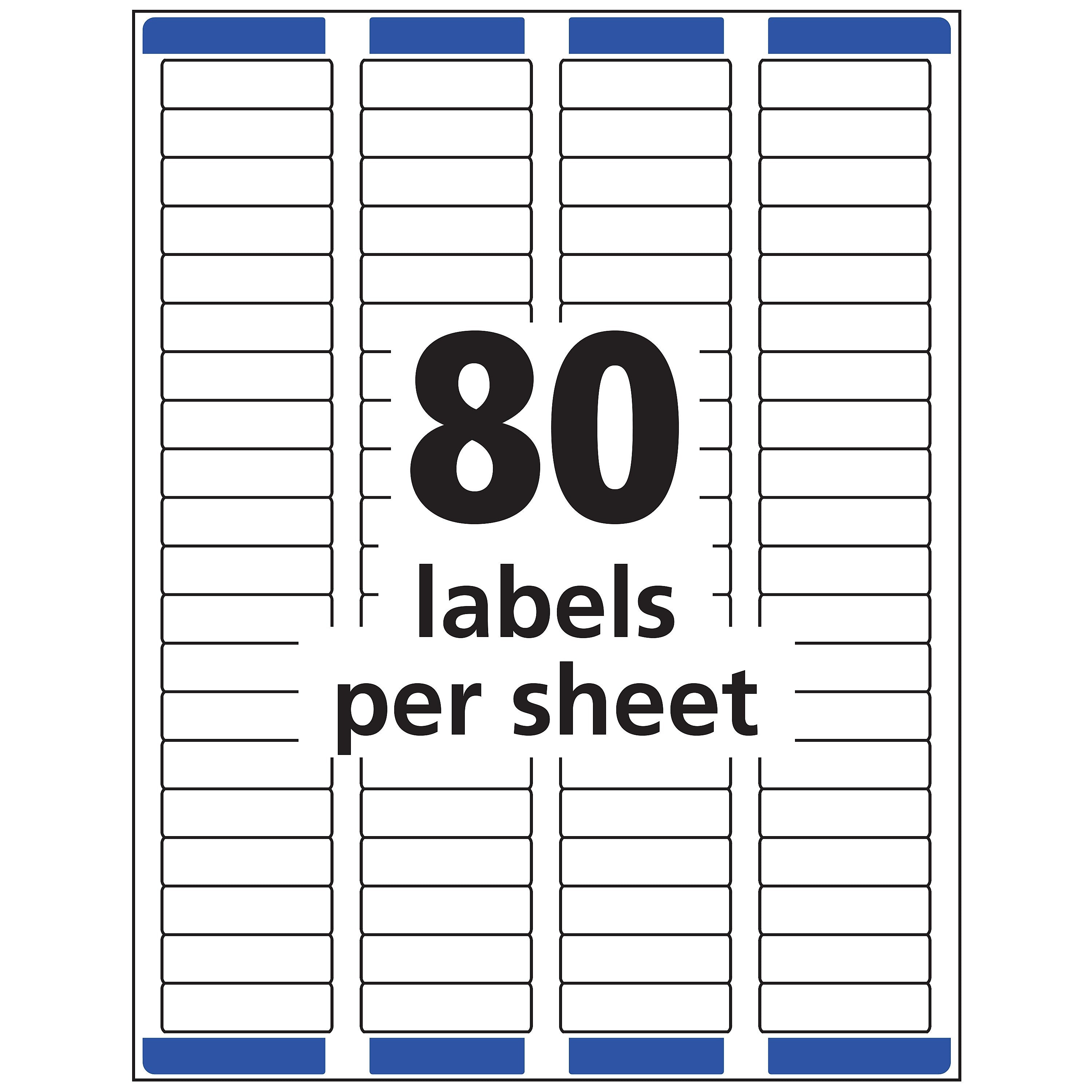 Avery Easy Peel Inkjet Return Address Labels, 1/2" x 1-3/4", Clear, 80 Labels/Sheet, 10 Sheets/Pack