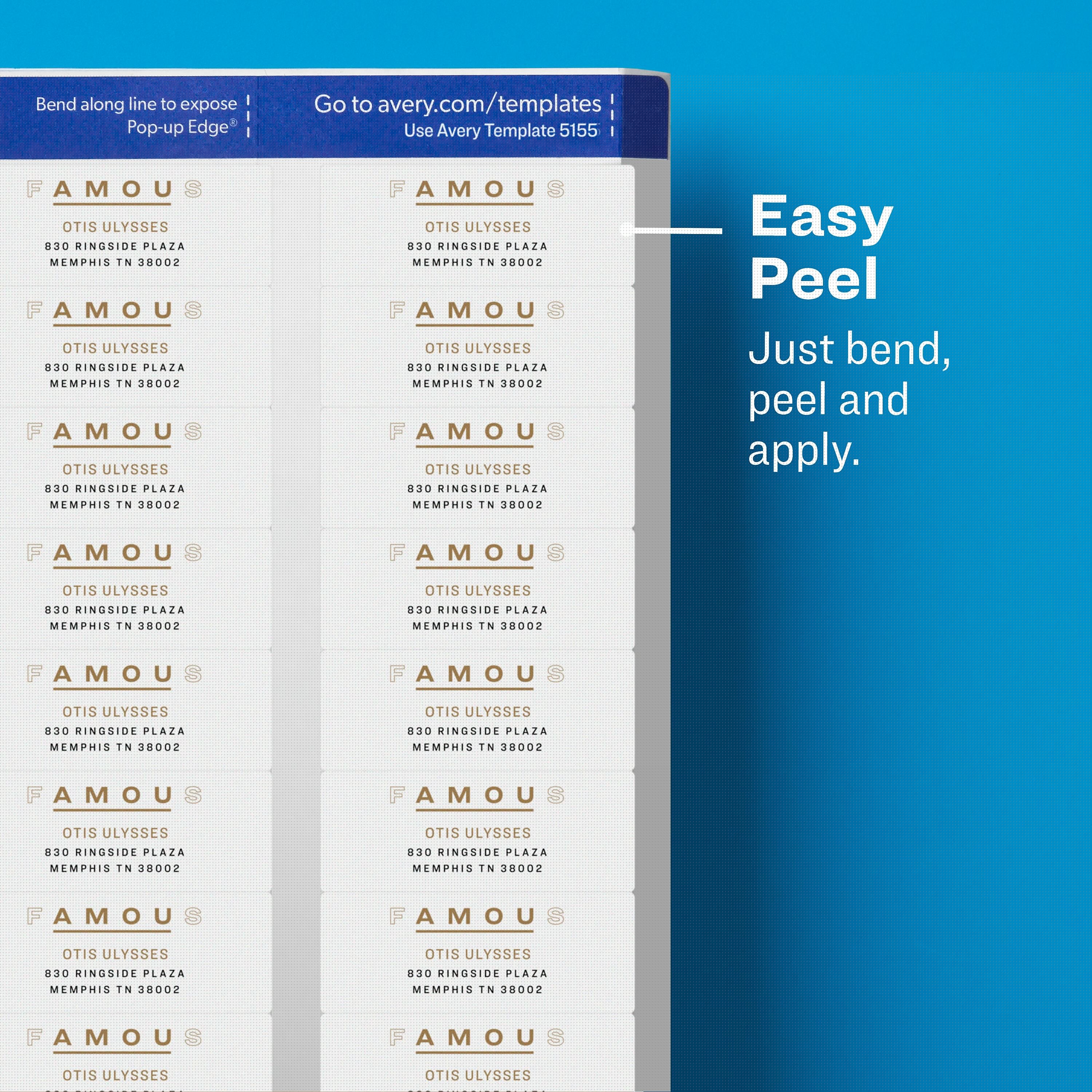 Avery Easy Peel Inkjet Return Address Labels, 2/3