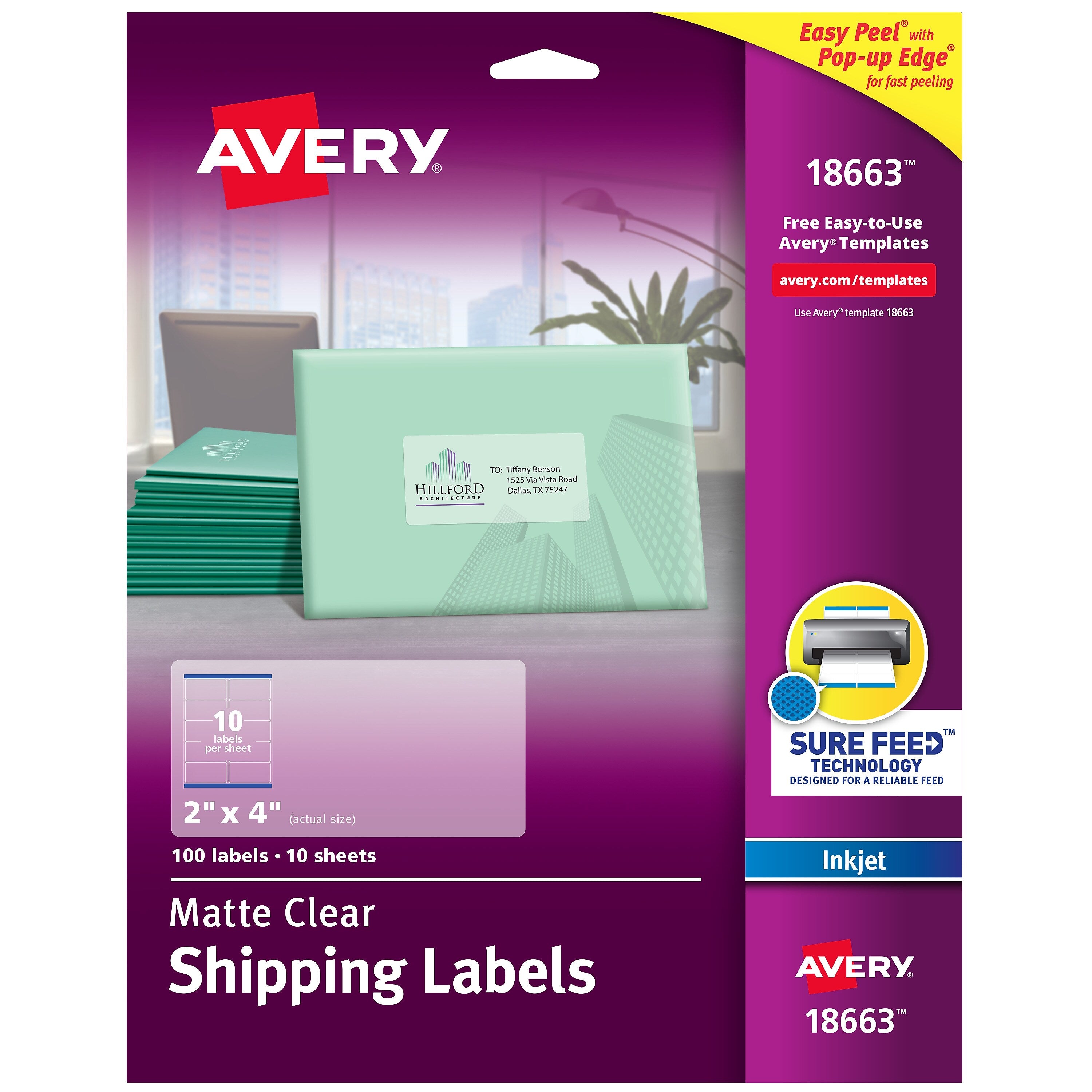 Avery Easy Peel Inkjet Shipping Labels, 2