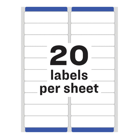 Avery Easy Peel Laser Address Labels, 1" x 4", Clear, 20 Labels/Sheet, 10 Sheets/Pack