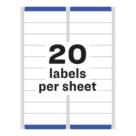 Avery Easy Peel Laser Address Labels, 1" x 4", White, 20 Labels/Sheet, 25 Sheets/Pack