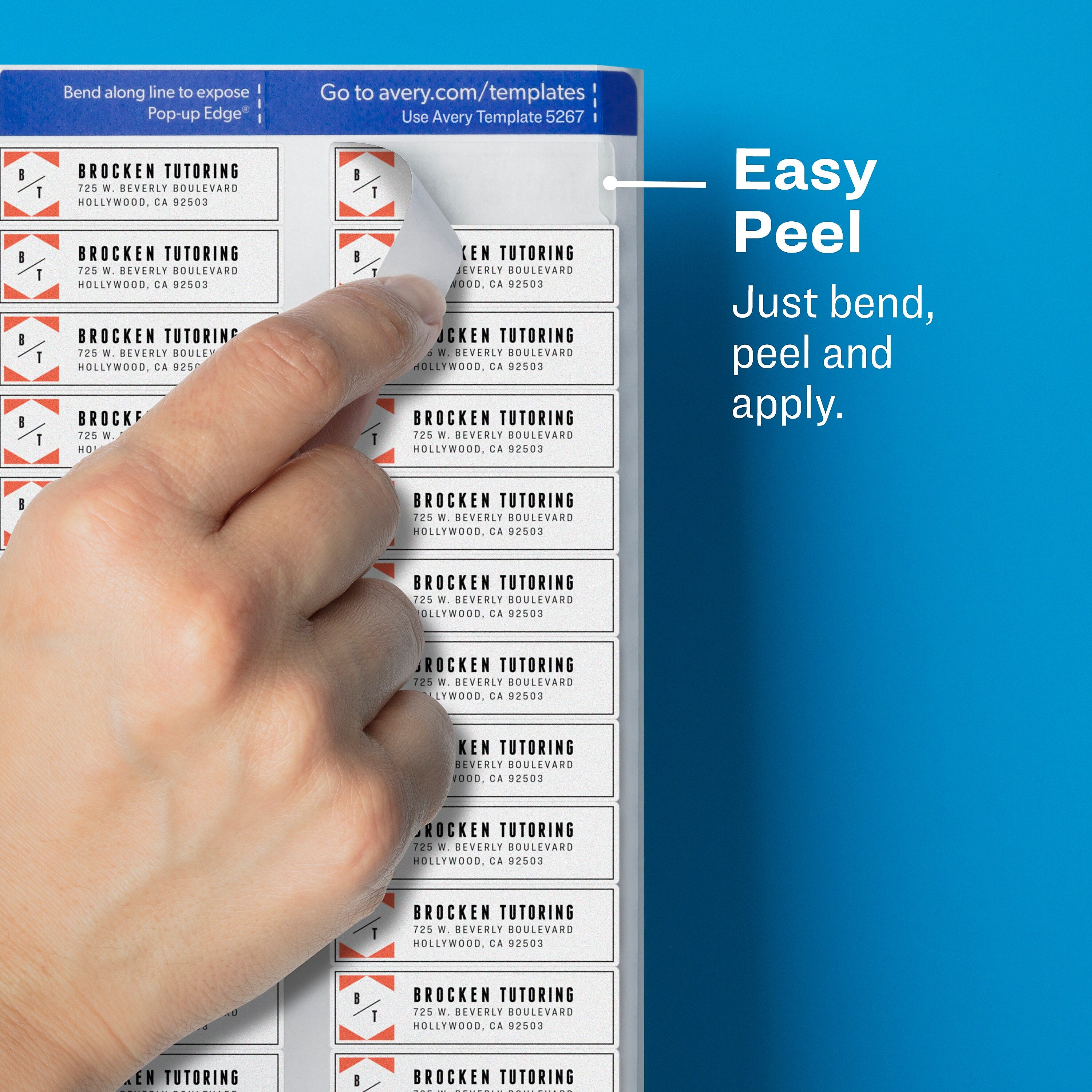 Avery Easy Peel Laser Return Address Labels, 1/2" x 1-3/4", Clear, 80 Labels/Sheet, 25 Sheets/Pack