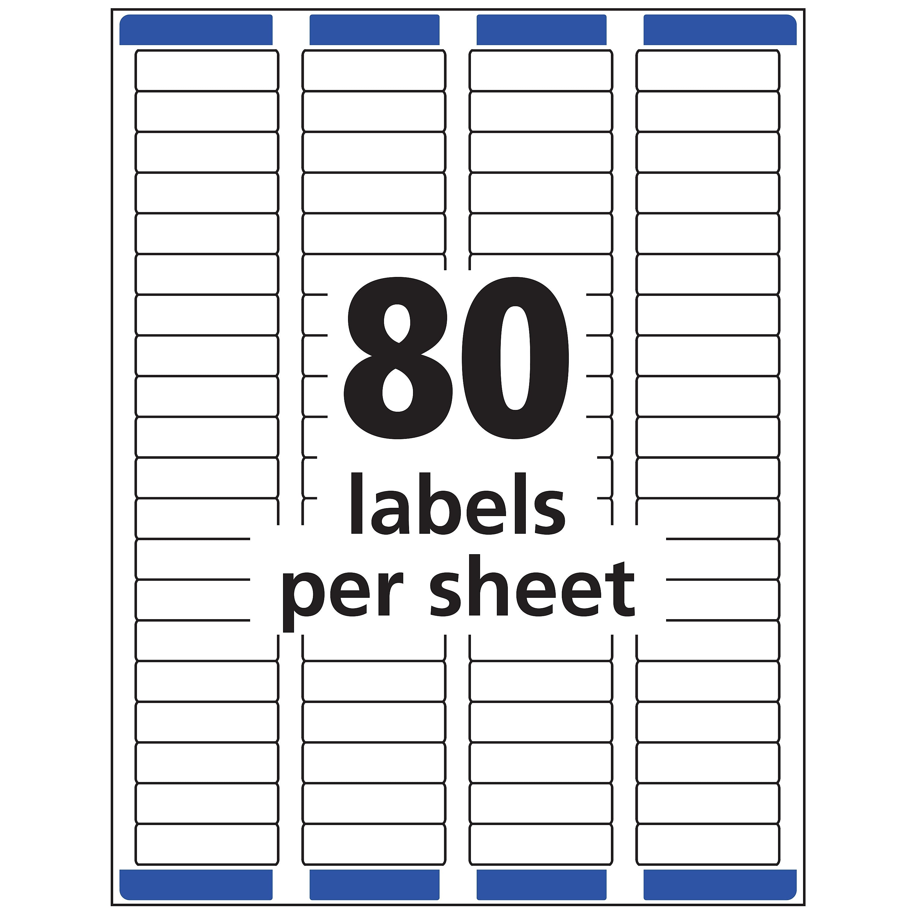 Avery Easy Peel Laser Return Address Labels, 1/2" x 1-3/4", White, 80 Labels/Sheet, 25 Sheets/Pack