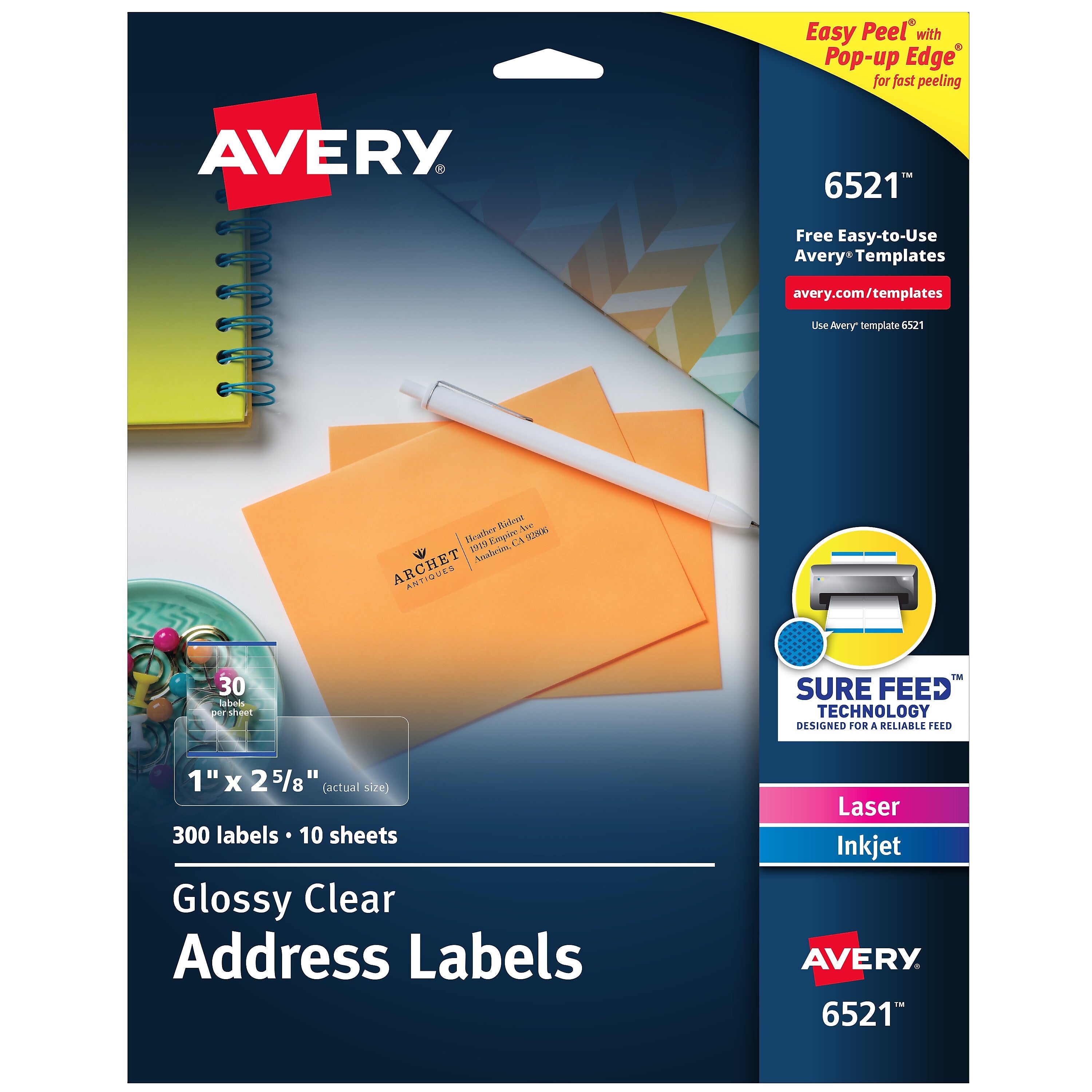Avery Easy Peel Laser/Inkjet Address Labels, 1