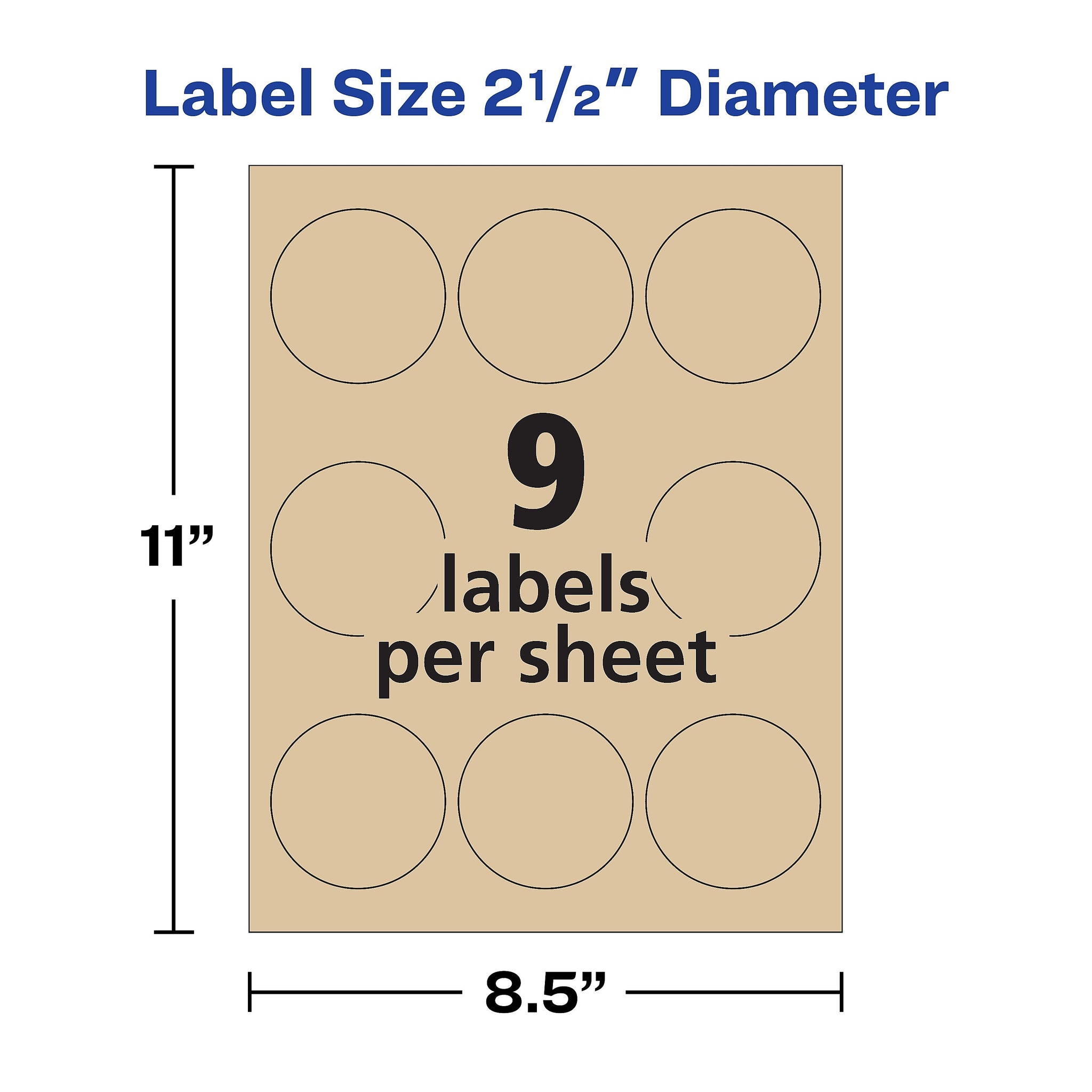 Avery Easy Peel Laser/Inkjet Round Labels, 2 1/2