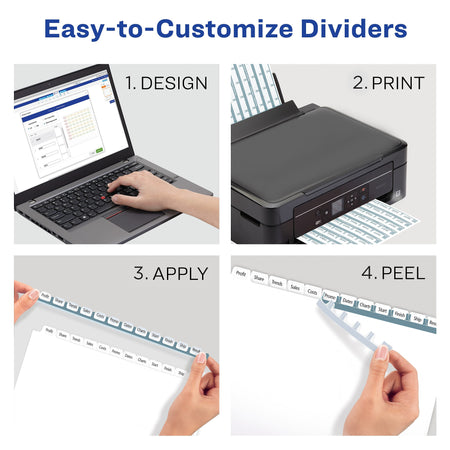Avery EcoFriendly Index Maker Print & Apply Label Paper Dividers, 12 Tab, White, 5/Pack