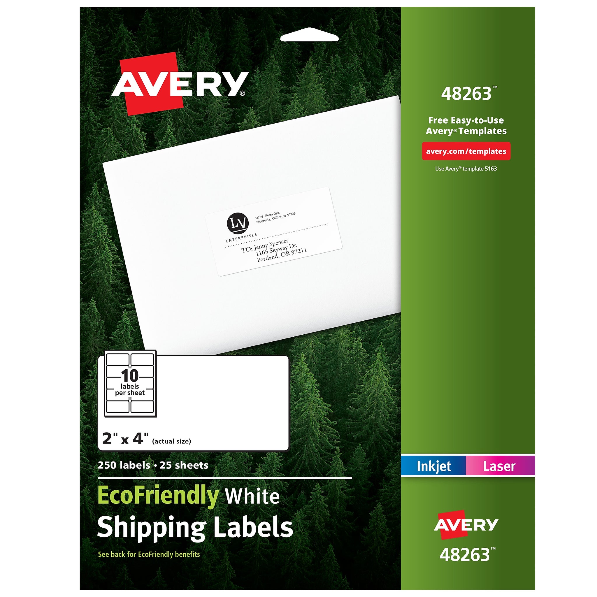 Avery EcoFriendly Laser/Inkjet Shipping Labels, 2