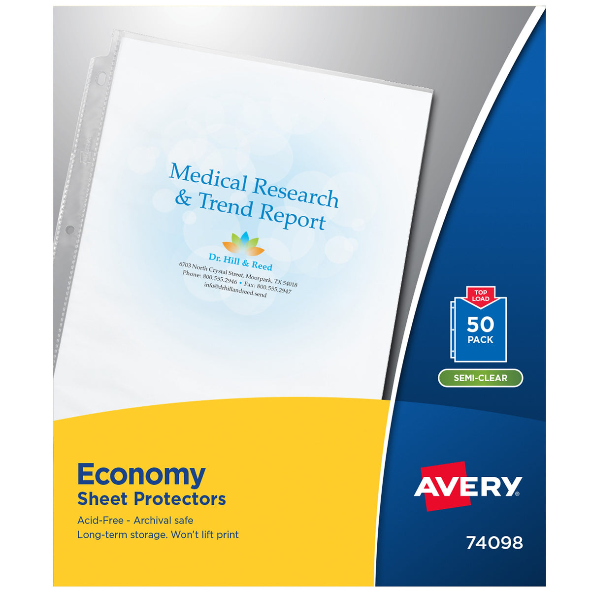 Avery Economy Lightweight Sheet Protectors, 8-1/2" x 11", Semi-Clear, 50/Box