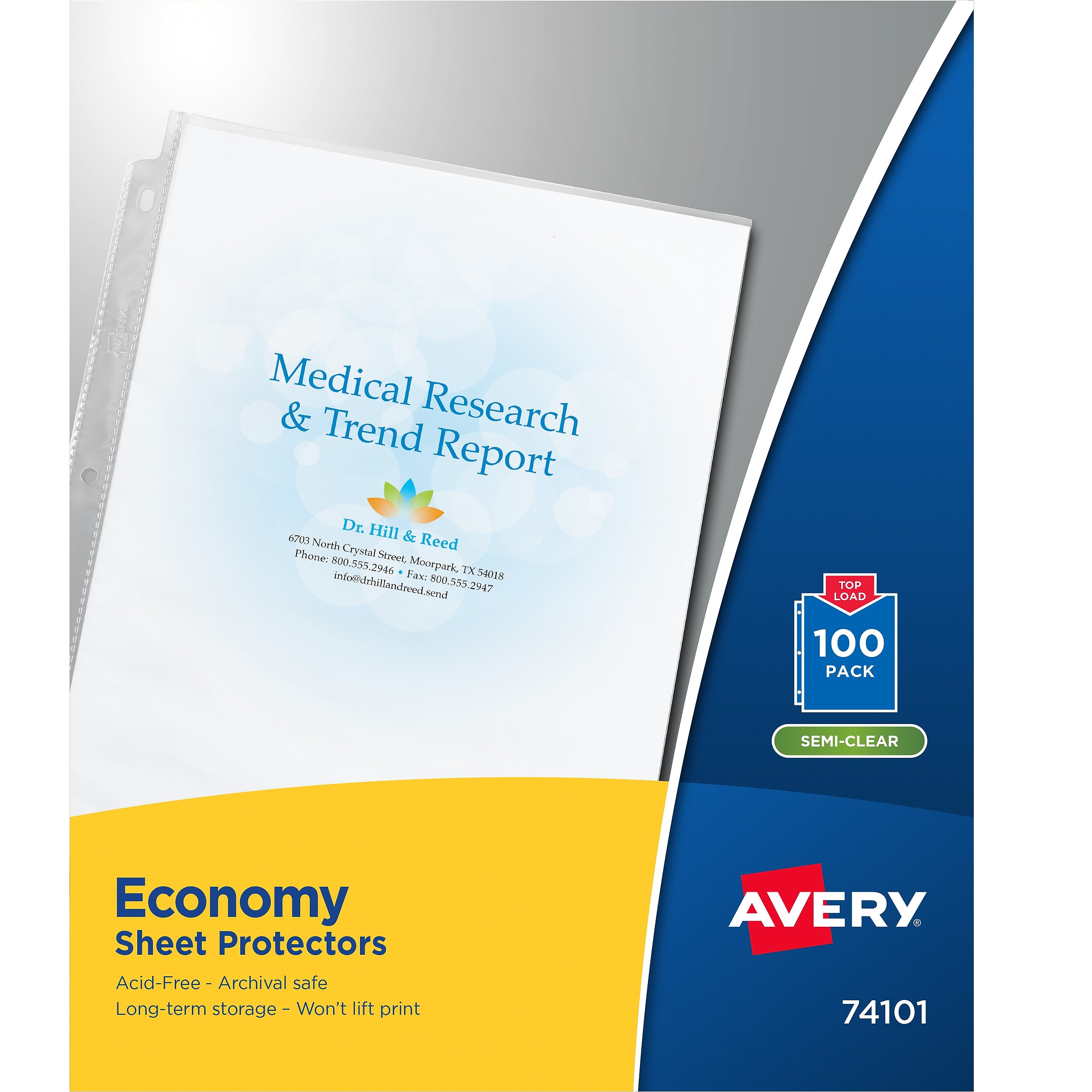 Avery Economy Lightweight Sheet Protectors, 8.5" x 11", Semi-Clear, 100/Box