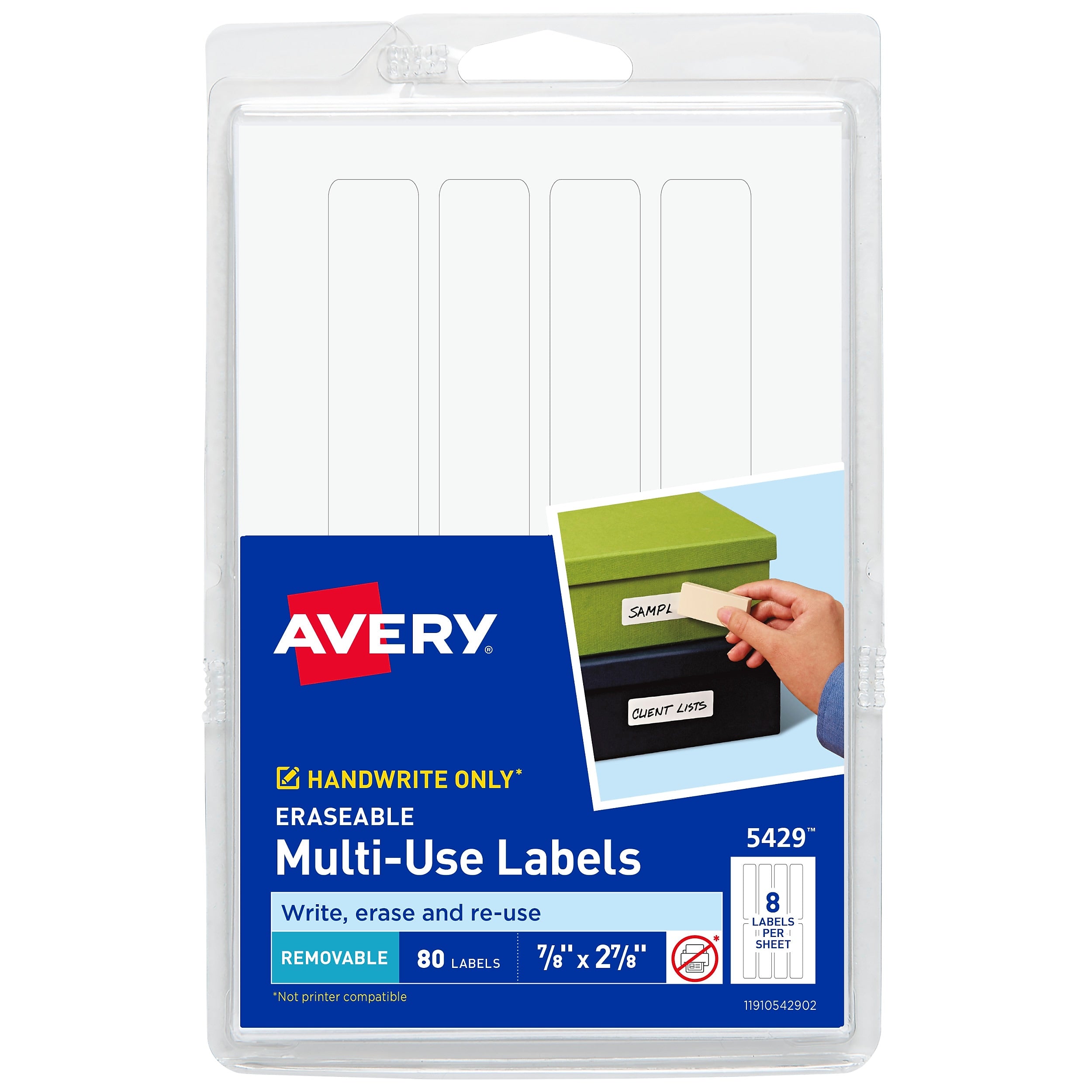 Avery Erasable Multiuse Removable Labels, 7/8
