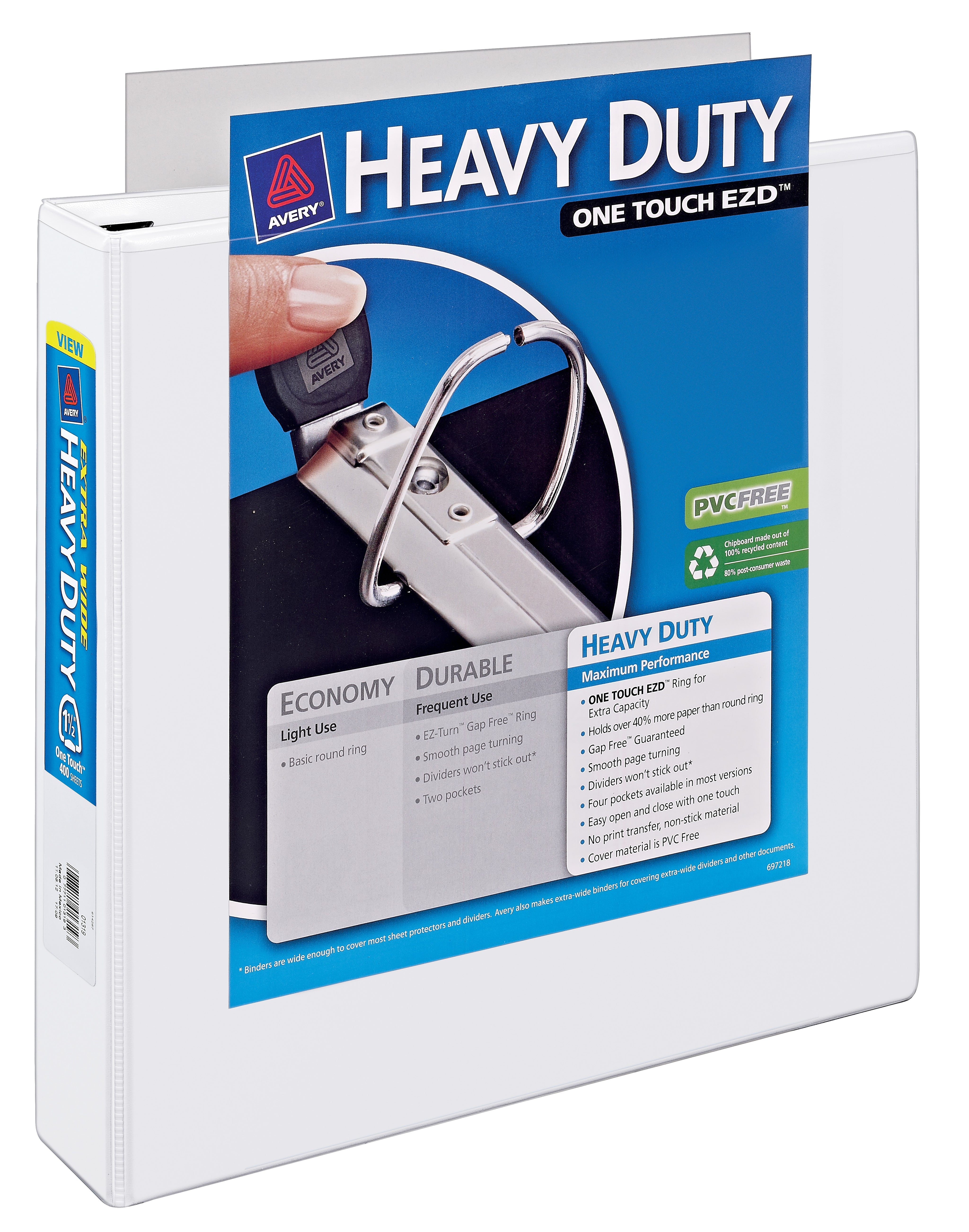 Avery Extra-Wide Heavy Duty 1 1/2" 3-Ring View Binders, D-Ring, White