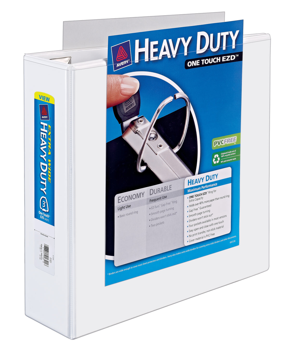 Avery Extra-Wide Heavy Duty 3" 3-Ring View Binders, D-Ring, White