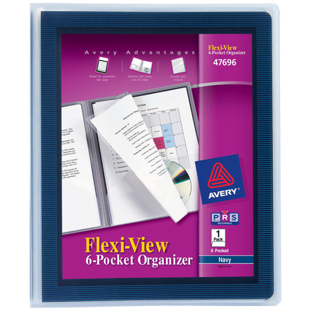 Avery Flexi-View 6-Pocket Presentation Folder, Navy Blue