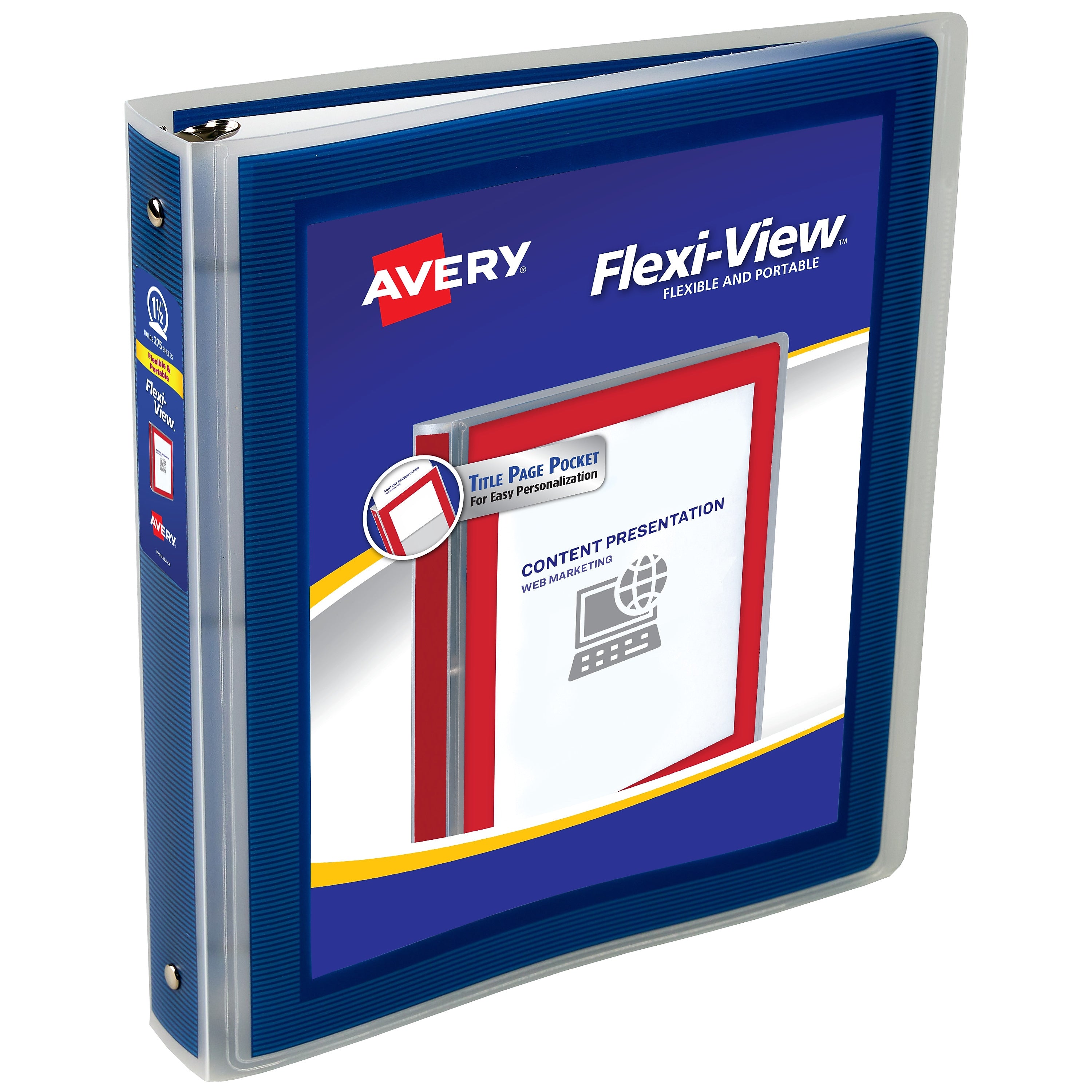 Avery Flexi-View Heavy Duty 1 1/2" 3-Ring View Binders, Navy Blue