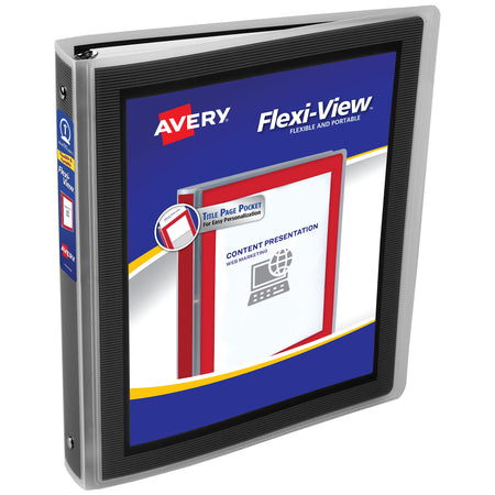 Avery Flexi-View Heavy Duty 1" 3-Ring View Binders, Black