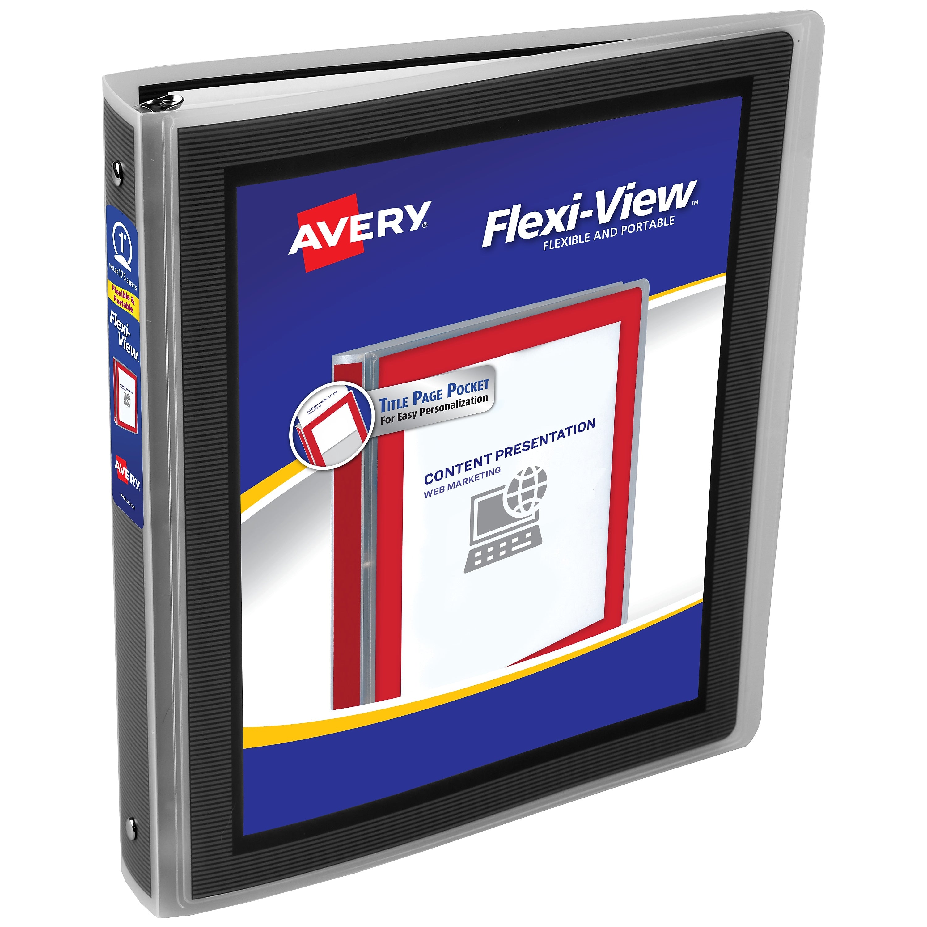 Avery Flexi-View Heavy Duty 1" 3-Ring View Binders, Black