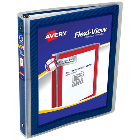 Avery Flexi-View Heavy Duty 1" 3-Ring View Binders, Navy Blue