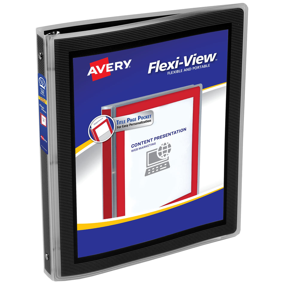 Avery Flexi-View Heavy Duty 1/2" 3-Ring View Binders, Black