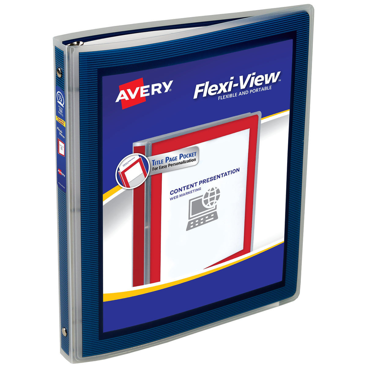 Avery Flexi-View Heavy Duty 1/2" 3-Ring View Binders, Navy Blue