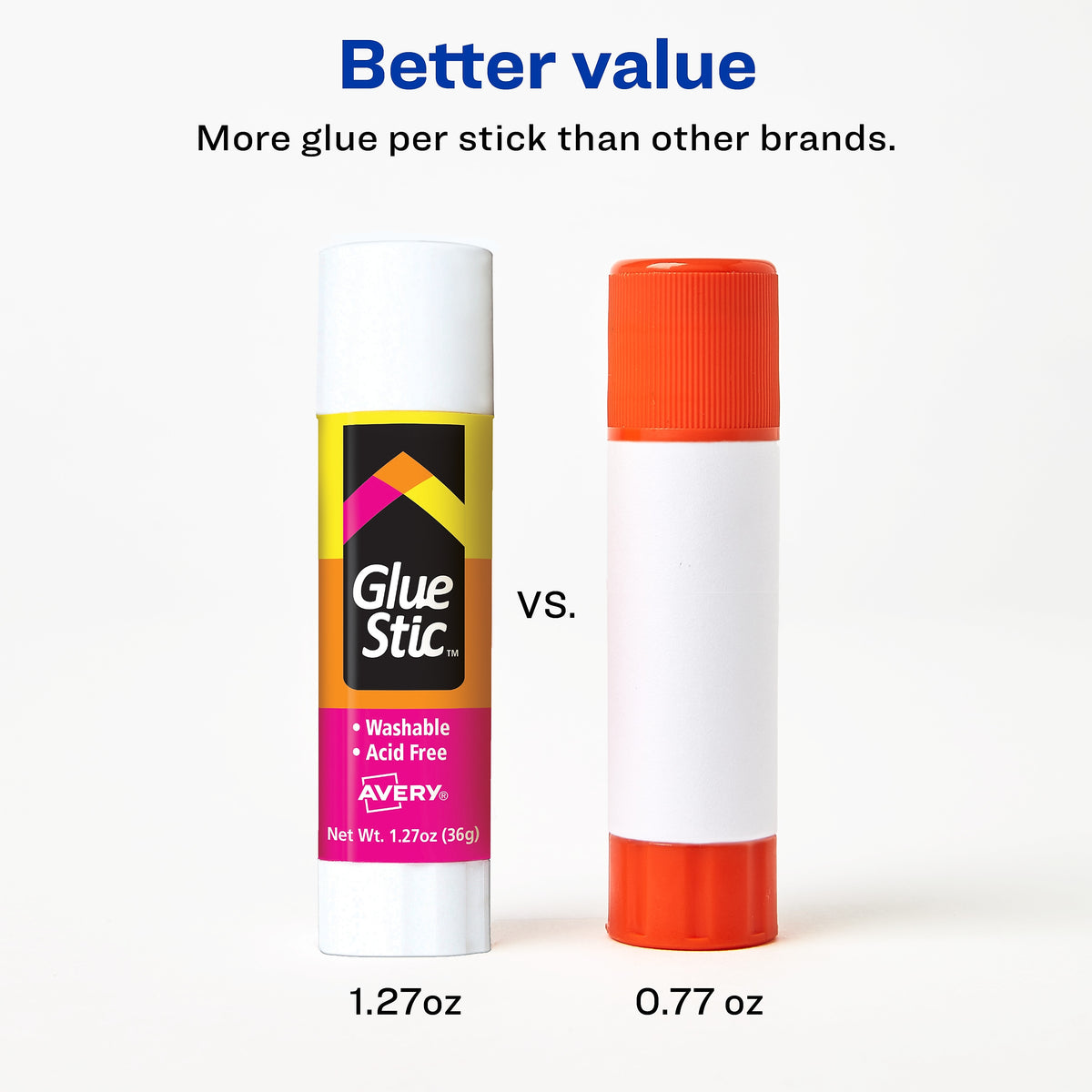 Avery Glue Stic Glue Sticks, 1.27 oz., White, 6/Pack