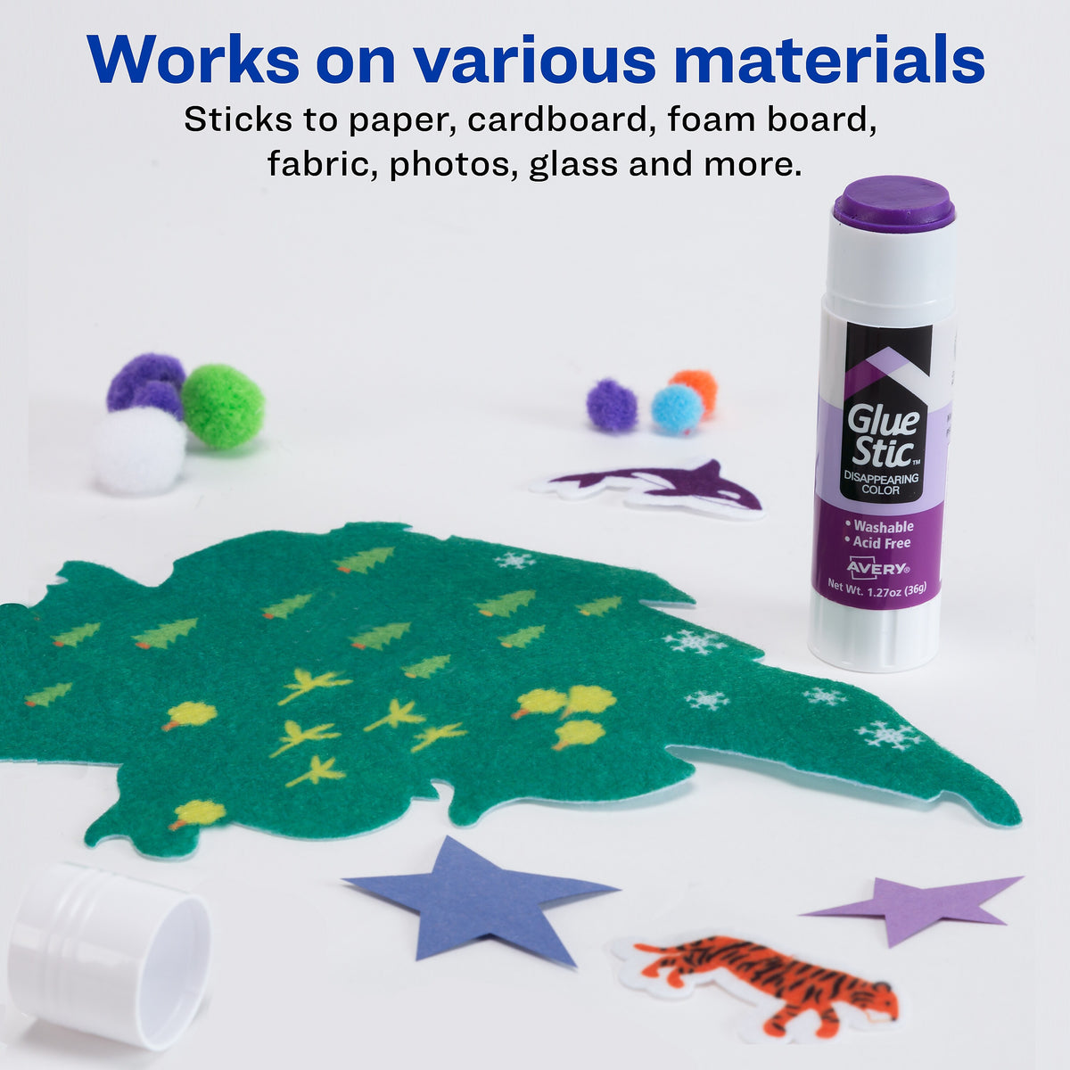 Avery Glue Stic Washable Glue Sticks, Purple