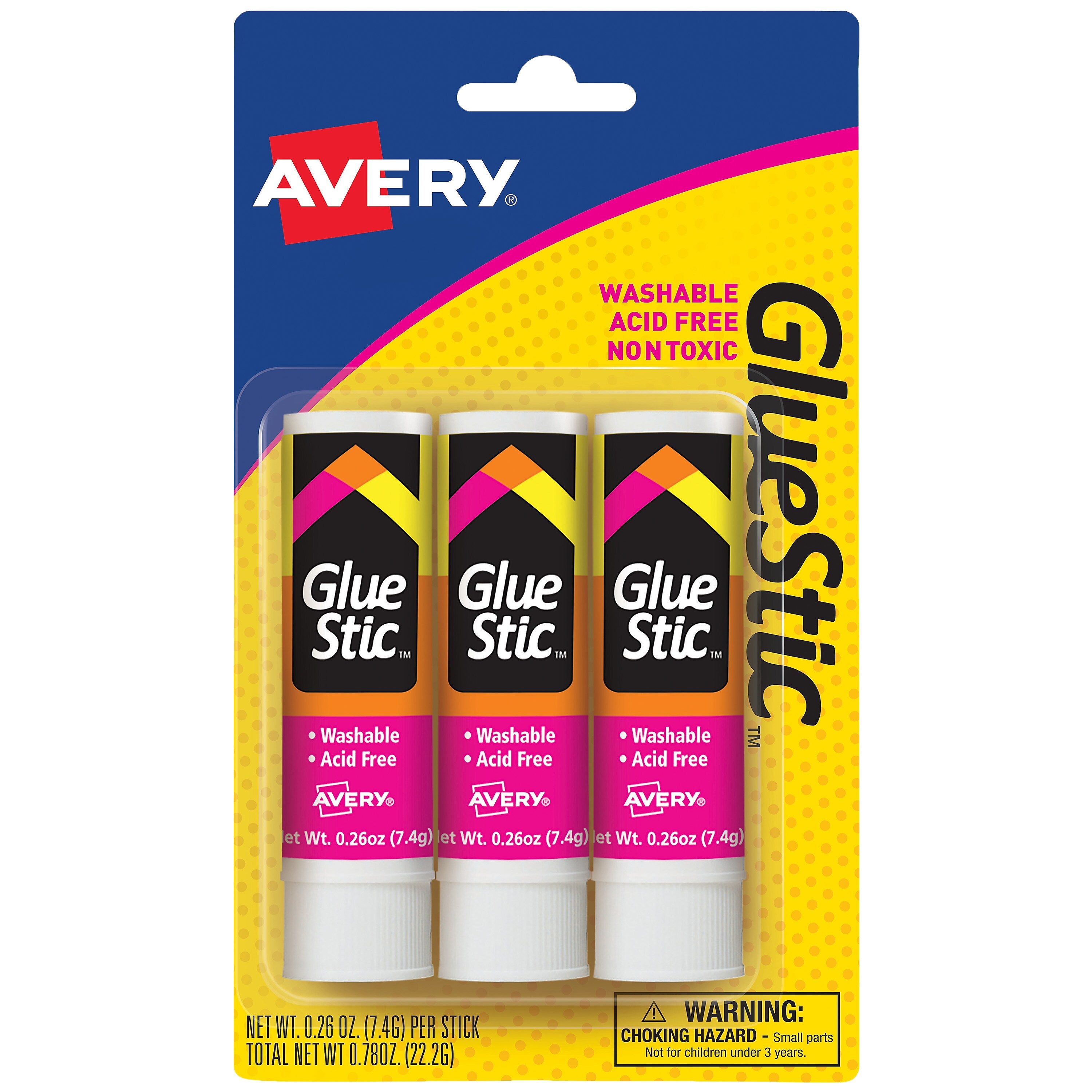 Avery Glue Sticks, 0.26 oz., 3/Pack