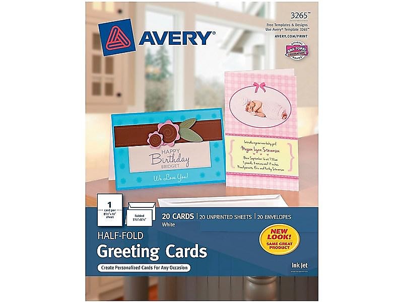 Avery Half-Fold Anytime Cards, 20/Box